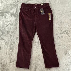 Lee Corduroy Pants Straight‎ Leg Mid Womens 16 S Velvet Beet Stretch 28" Inseam